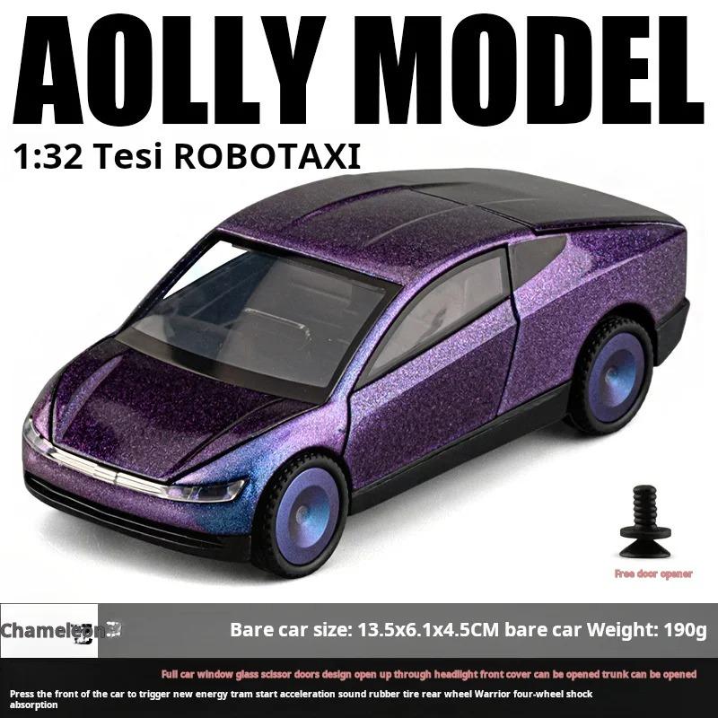 1/32 Tesla Роботакси Беспилотное Такси Сплав Металл Литье под Давлением Модель Автомобиля для Tesla Мини-автомобиль Микро-транспортные средства Звук и Свет Оттянуть Назад День Рождения
