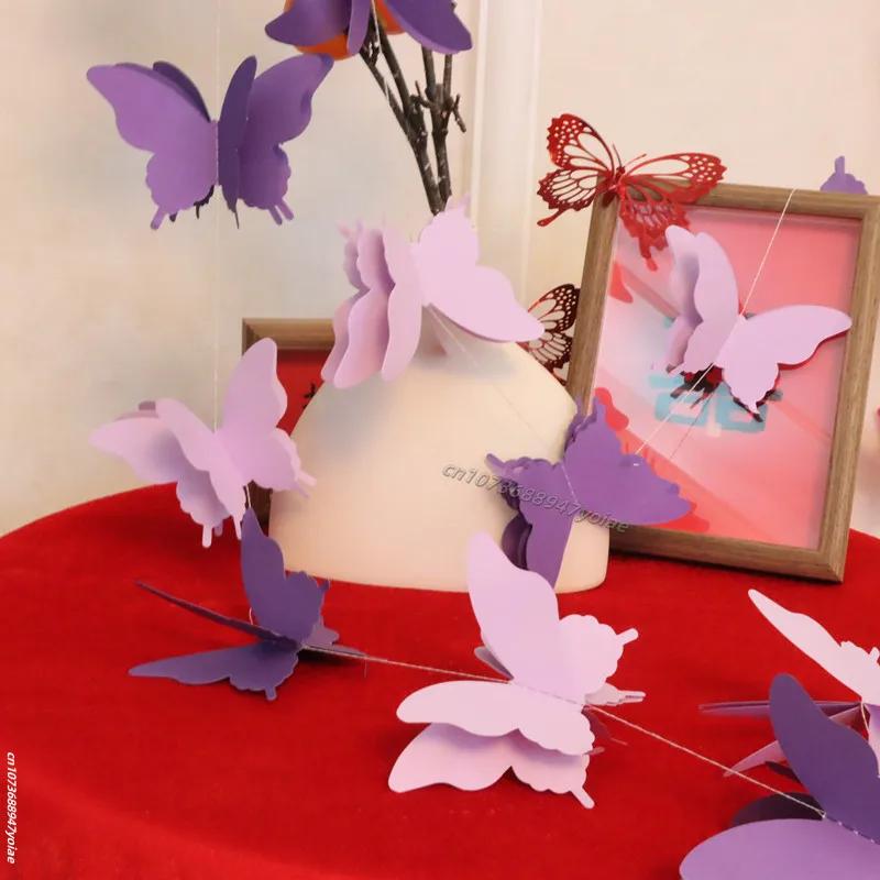 2M Colorful 3D Butterfly Banner For Wedding Birthday Party Romantic DIY Hanging Paper Garland For Living Room Decor Supplies