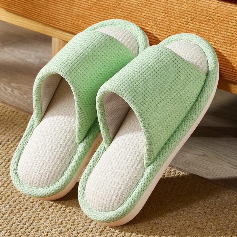 Spring and Autumn New Children's Cartoon Panda Linen Slippers Middle and Older Children's Indoor Home Non-slip and Not Cold Foot Parent-Child Slippers