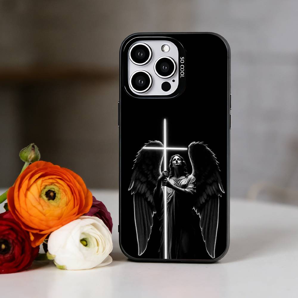 Archangel Michael Cross Phone Case For iPhone 17,16,15,14,13,12,11 Plus,Pro Max,XS,Colorful Silver Phone case Funda Cover