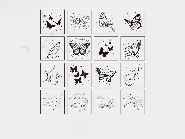 Mr. Paper Moon & Sixpence Wooden Stamp Set - 16 DIY Stationery Pieces