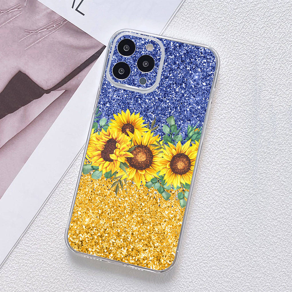 Чехол для Motorola Moto Edge 40 30 neo G54 G24 G84 iPhone 15 14 Xiaomi Redmi Note 13 12 11 Pro Samsung Galaxy A54 с изображением подсолнуха и карты Украины с украинским флагом