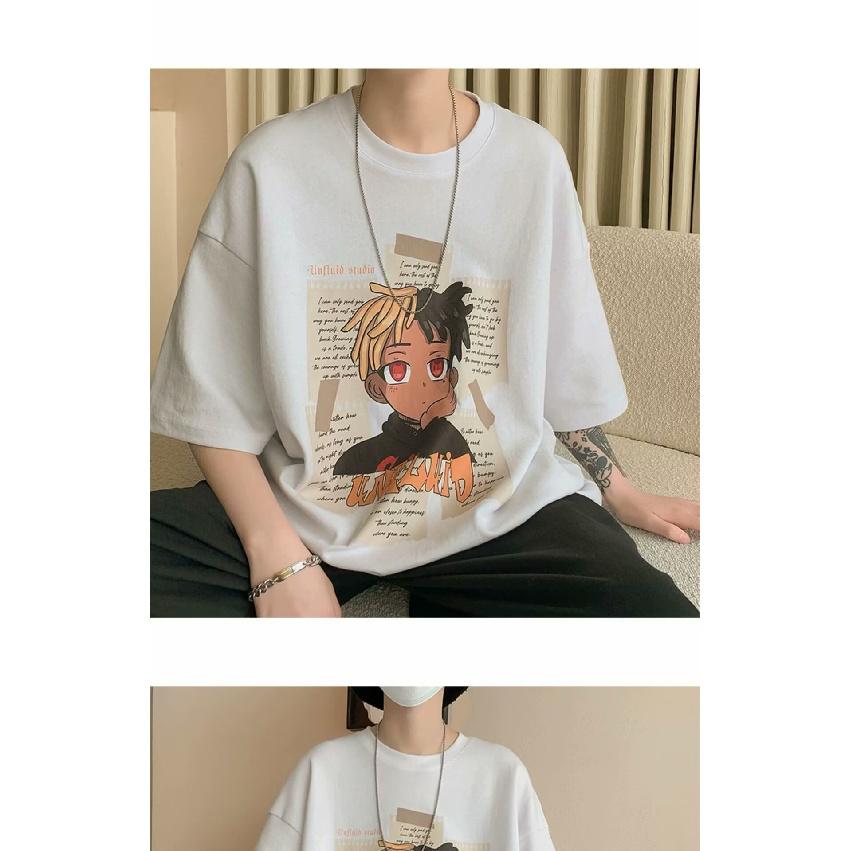 Short Sleeve T-shirt Men's Fashion Brand Summer Loose Half Sleeve 2024 New Internet Celebrity Fashion Ins Simple Printed Top