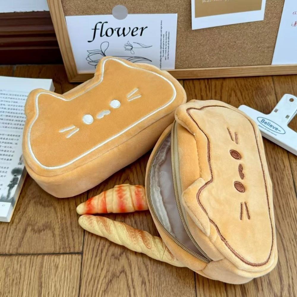 Plush Pen Bag Caramel Cat Stationery Bag Cute Pencil Case  Birthday Gift