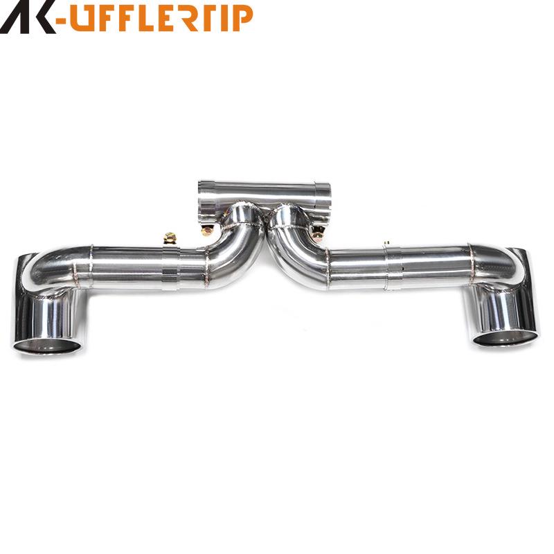 Porsche 718 GT4 Upgrade: Stainless Steel Dual Exhaust with Muffler & Black Tailpipe Tips