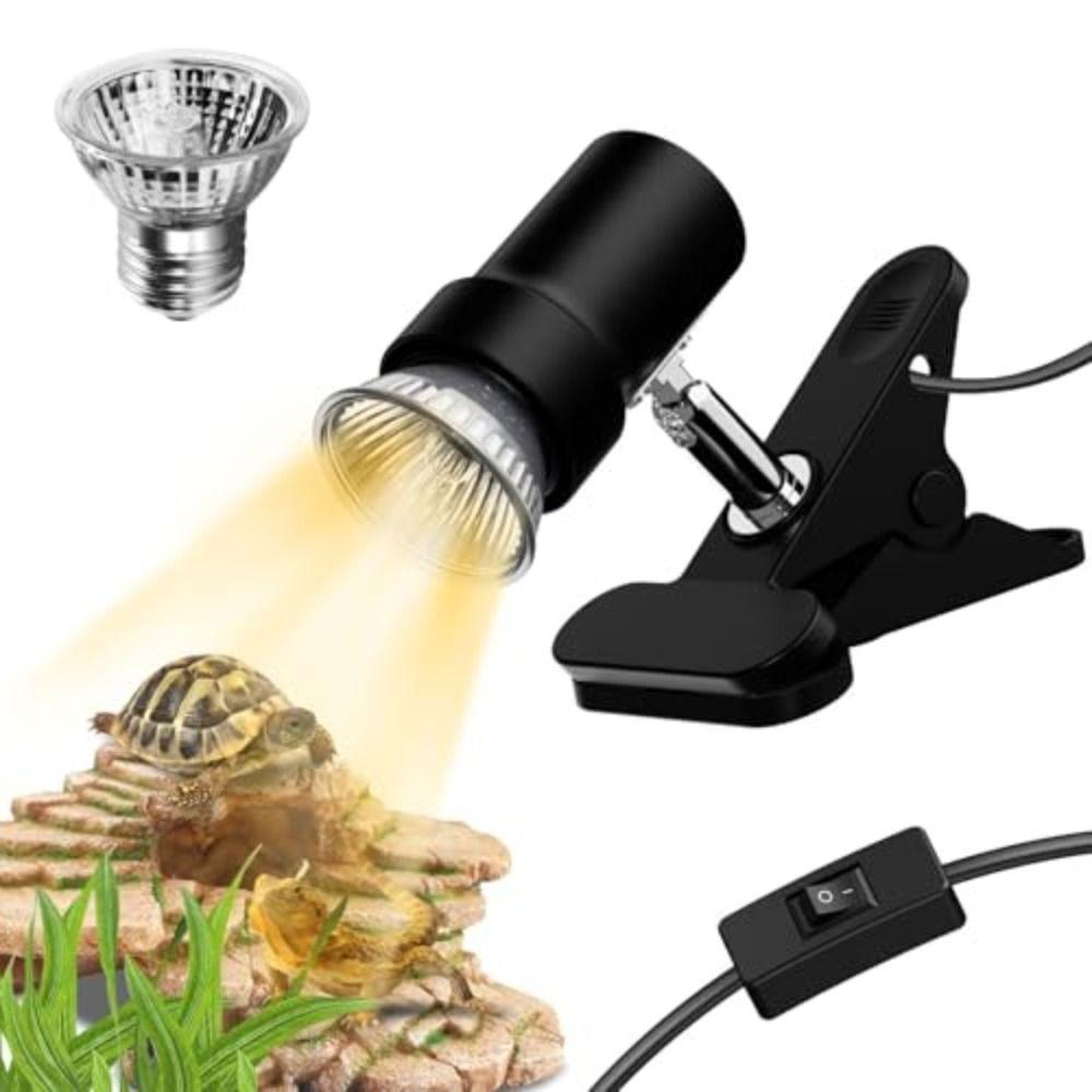 25W/50W/75W Turtle Basking Lamp Clip-on Lamp Holder Pet Heat Bulb Snake Tortoise Plants