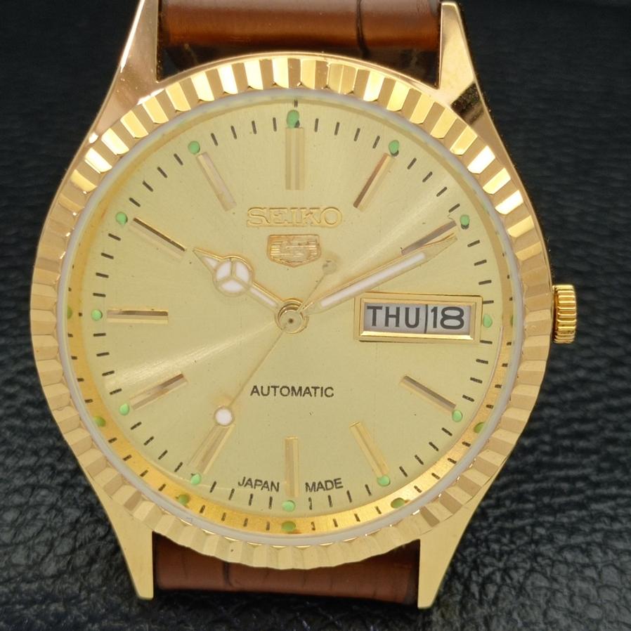 ВОССТАНОВЛЕННЫЕ ВИНТАЖНЫЕ SEIKO 5 AUTO 6309A ЯПОНИЯ МУЖСКИЕ ЗОЛОТЫЕ ЧАСЫ С ЦИФЕРБЛАТОМ a425918-2