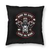 Подушка квадратная с принтом 'Ridin Livin Motorcycle Skull' Наволочка Чехол для подушки Декоративная подушка для дома Дивана Гостиной