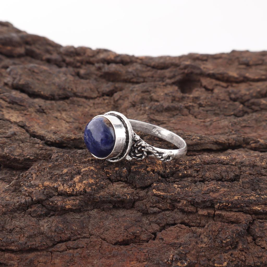 Sodalite Ring Gemstone Jewelry, 925 Solid Sterling Silver Ring, Handmade Designer Jewelry Gift For Mom