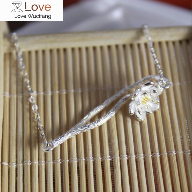 925 Sterling Silver Lotus Necklaces & Pendants For Women Fashion Lady Festival Gift Sterling-silver-jewelry