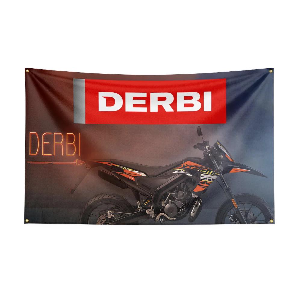 3x5 Ft DDerbi Motorcycle Flag Polyester Digital Printing Banner for Garage Wall Art Out Door Decoration With Brass Grommets
