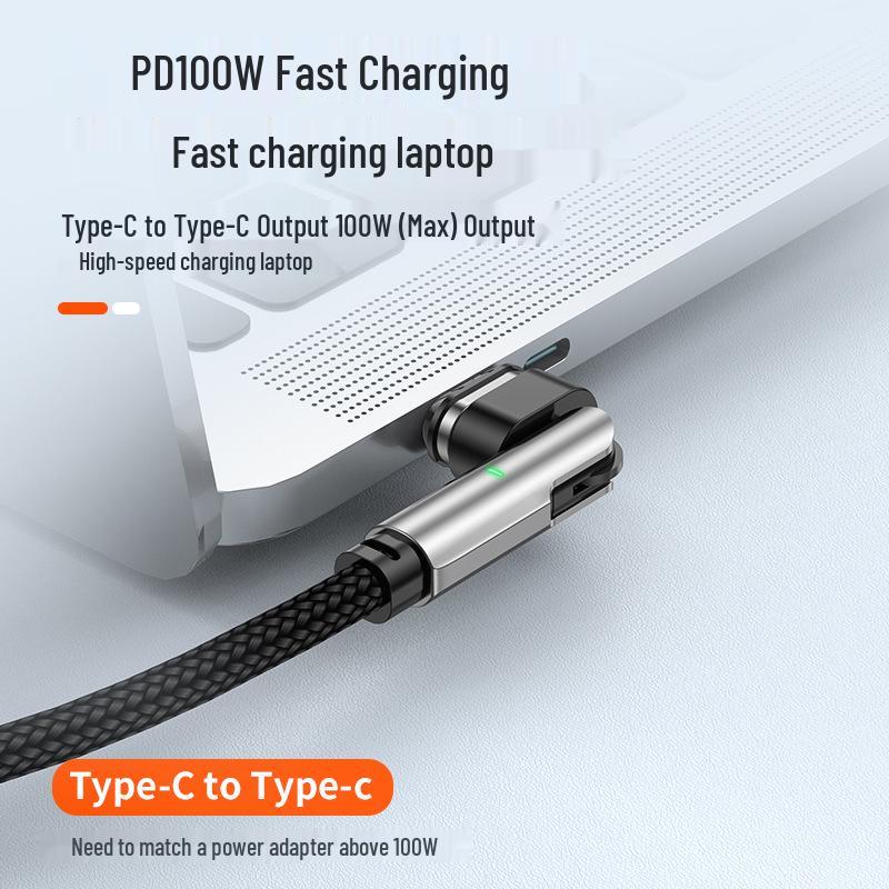 Магнитный 180° Вращающийся 3-в-1 Кабель PD100W для Android, Apple Телефонов и Ноутбуков