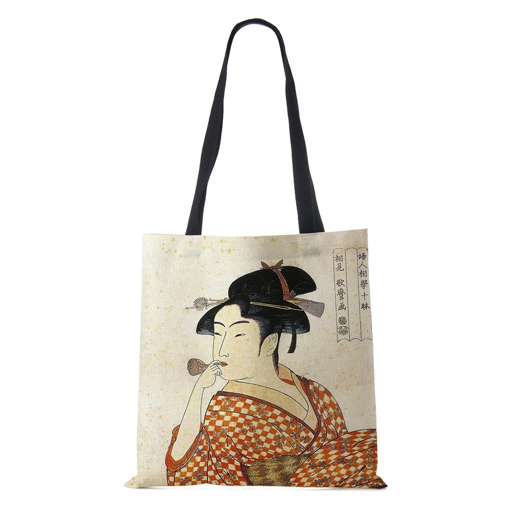 Мультяшная наплечная сумка Пейзаж Древность Женская многоразовая холщовая сумка-тоут Большой вместимости Повседневная для покупок Складная сумка для хранения KTY