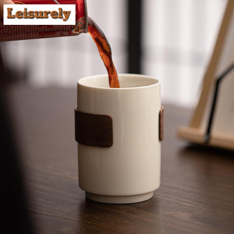 Керамическая кофейная чашка в стиле ретро, цвет пепел травы, большая вместимость, кружка с талией, бытовая, личная, кувшин для воды, мастерский чайник для питья