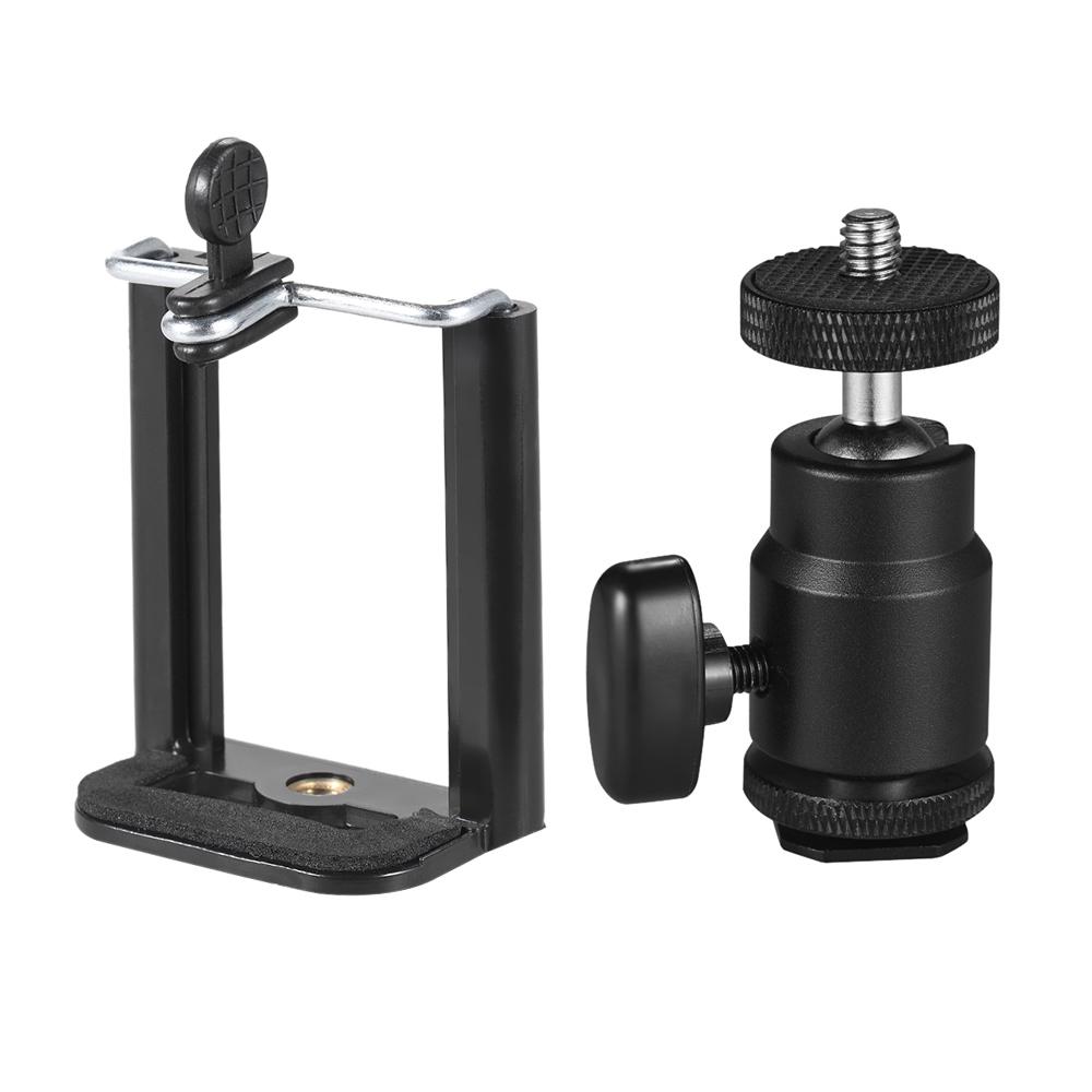 Adjustable Phone Holder Clip + Mini Ball Head with 1 4 Inch Screw Mounts for Canon Nikon Sony DSLR ILDC Mini DV Monitor