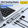 USB-C Док-станция 10-в-1 Магнитный хаб с поддержкой двух мониторов +USB 3.0+Type-C 3.0+SD/TF кардридер+PD 100W Зарядка для Mac Pro DELL