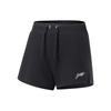 Li Ning Running Series Logo Print Lace-Up Loose Straight Shorts Women Shorts Black AAPT030-4