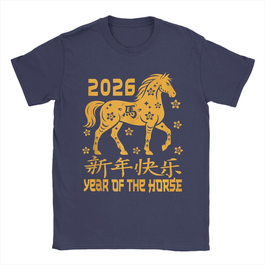 Unisex TShirts Chinese New Year 2026 Red Year of The Horse 2026 Vintage Cotton Tees Short Sleeve T Shirt O Neck Clothing Printing