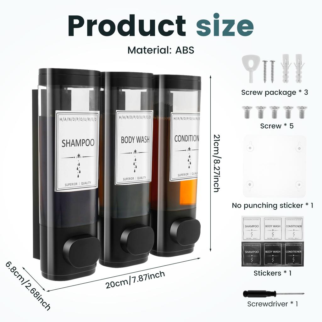 Диспенсер для шампуня для душа, настенный диспенсер для мыла для душа, многоразовая бутылка-дозатор для жидкого мыла, домашние контейнеры для ванной комнаты