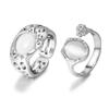 2 шт. модные винтажные элегантные белые опаловые нерегулярные металлические полые открытые регулируемые кольца модные украшения для женщин и девочек
