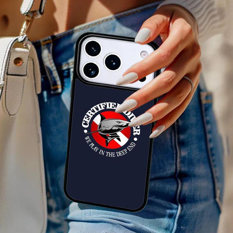 Погружение Дайвер Акула Дайвинг Мягкий Чехол Для Телефона Для iPhone 17 Air 14 15 13 12 Max Чехол Для Apple 14 15 16 16e 11 Pro Max Plus