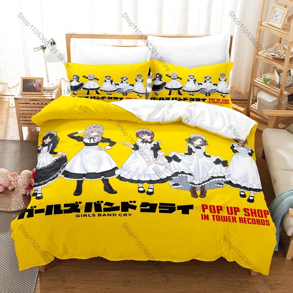 Girls Band Cry Nina Iseri Momoka Kawaragi All Girls Rock Band Youth Music Anime HD Print Bedding Set Duvet Cover + 2 Pillowcases