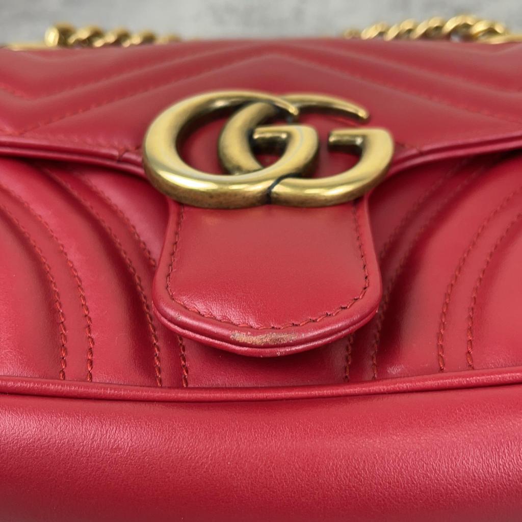[Pre-Owned] Gucci GG Marmont Matelassé Mini Bag 'Red' - Very Good #1D3AZVM