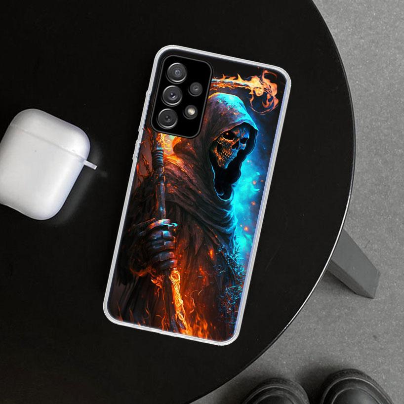 Reaper Skull Skeleton Gun Phone Case for Samsung Galaxy A17 A16 A26 A36 A56 A57 A37 A15 A25 A35 A55 A14 A24 A34 A54 A13 A23 A33