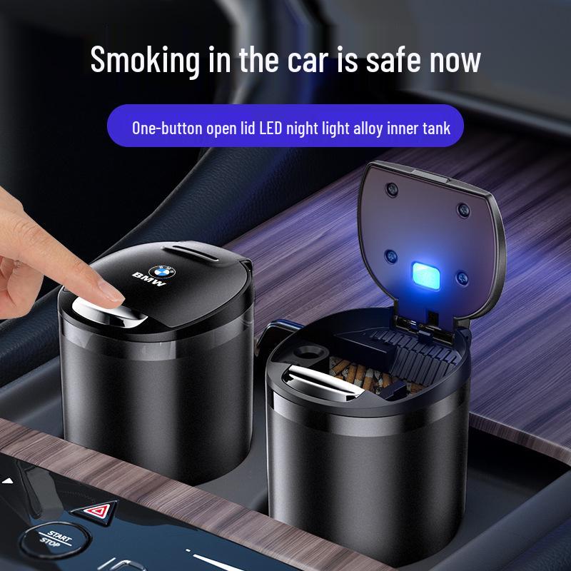 Stylish Fireproof Metal Car Ashtray with Lid – Dustproof Accessory for Men & Women