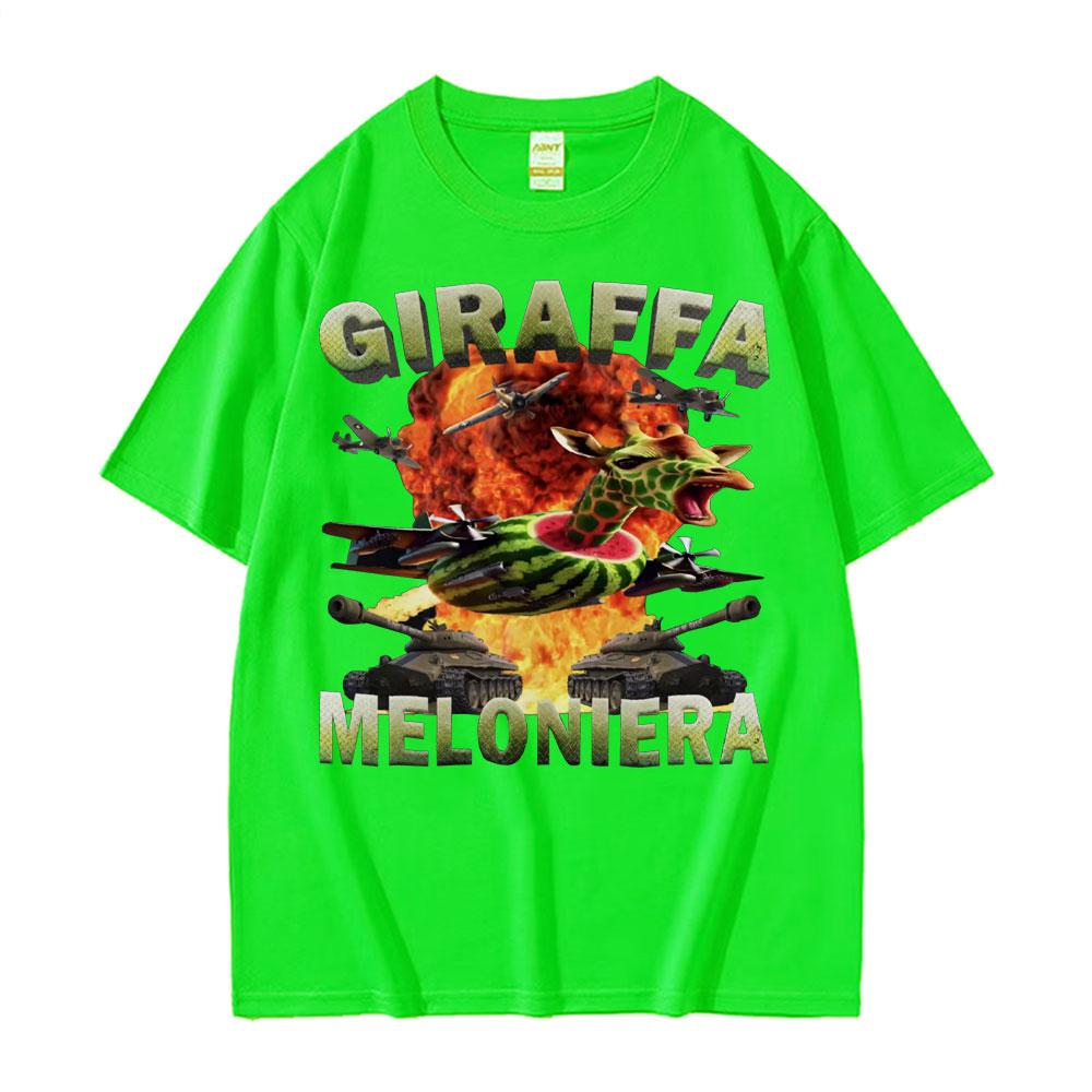 Giraffa Meloniera Funny Italian Brainrot Meme Tshirts Unisex Women Hip Hop Humor Style T Shirt Casual Comfort Short Sleeve Tshirt