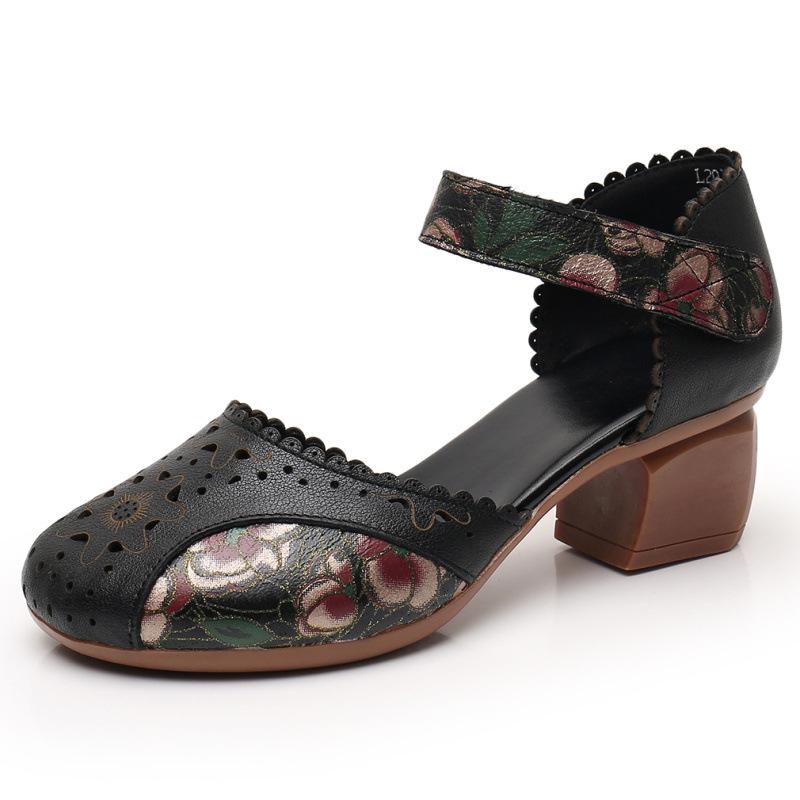 Модная GKTINOO 2025 Летняя Женская Обувь из Натуральной Кожи Женские Ретро Босоножки с Перфорацией Женские Каблуки на Липучке Женские Босоножки на Платформе