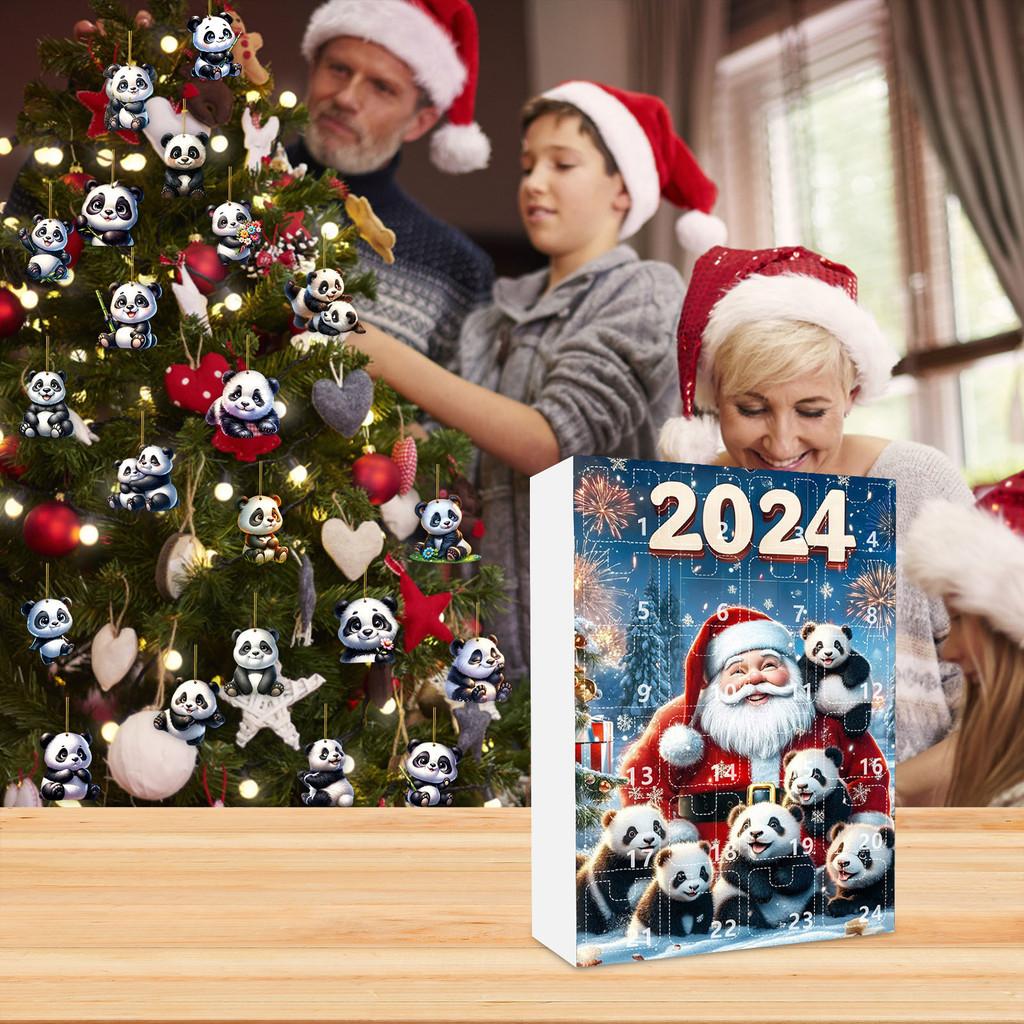 Panda Holiday Countdown Calendar Featuring 24 Acrylic Backpack Charms For Christmas Celebration