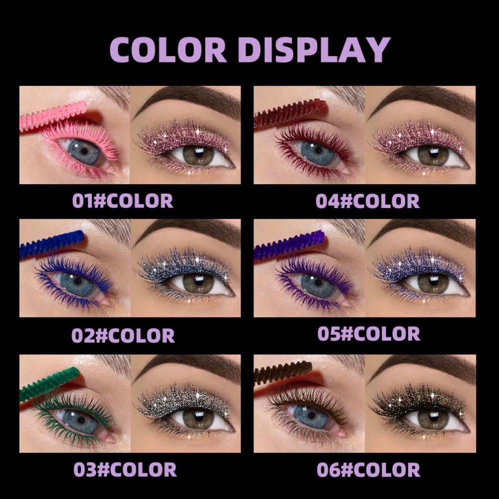 2 In 1 Dual Head Mascara Glitter Shimmer & Matte Color Waterproof Smudge Resistant Lash Makeup 6 Shades