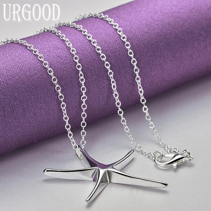 URGOOD из стерлингового серебра 925 пробы, гладкая подвеска в виде морской звезды, свадебное модное ювелирное изделие