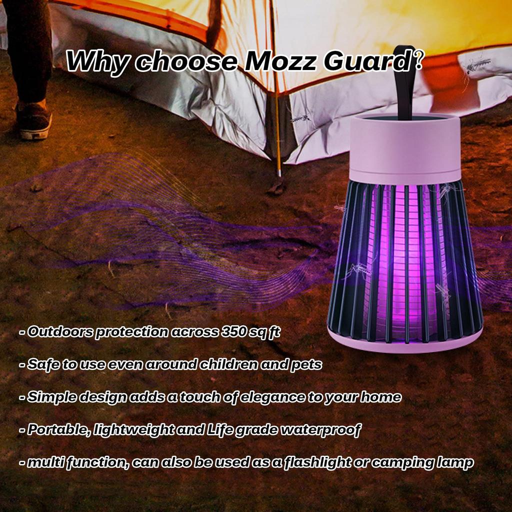 Mozz Guard Mosquito Zapper, новая уличная лампа MozzGuard 2024 года от комаров, портативный беспроводной Mozz Guard 2.0, зарядка через USB и низкий уровень шума