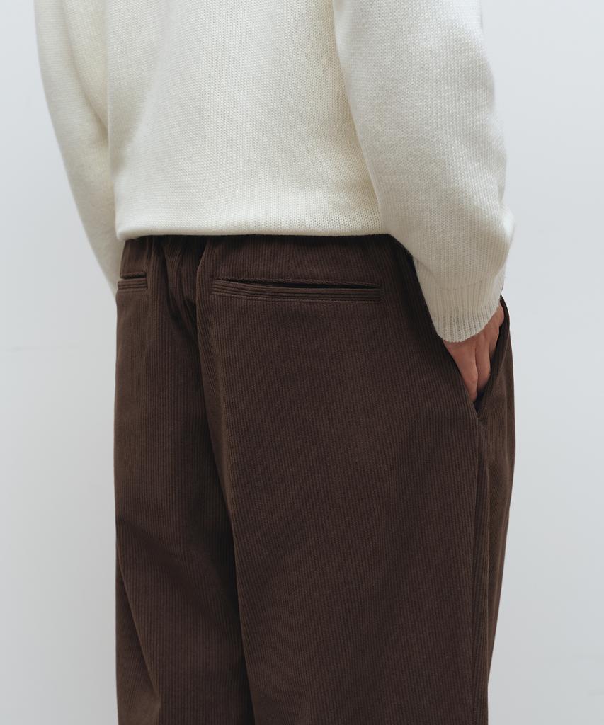 MUSINSA STANDARD 8W Corduroy One-Pleat Wide Elastic Pants [Brown]