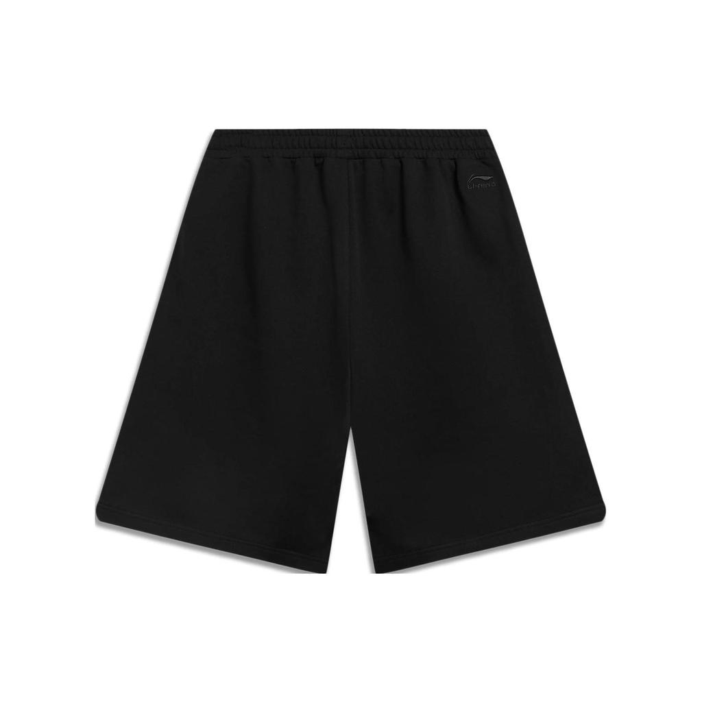 Li-Ning Sports Life Series Logo Embroidered Elastic Waist Straight Shorts Men Bottoms Black AKST759-1