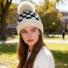 1pc Lattice Winter Warm Beanie Hats for Women Fleece Lined Beanie Knit Chunky Women Snow Cap for Daily Commuting and Casual Wear