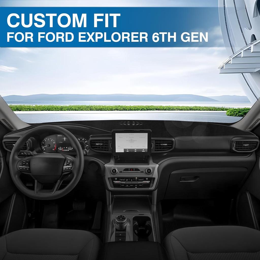 KUST Car Dashboard Cover Mat for Ford Explorer 2020-2024 Left Hand Driving Non-Slip Dashboard Mat Pad Interior for Ford Explorer Accessories Custom