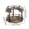 Wooden Turntable Tray Condiments Organizer 2 Tier Rotating Vanity Storage Multipurpose Round Lazy