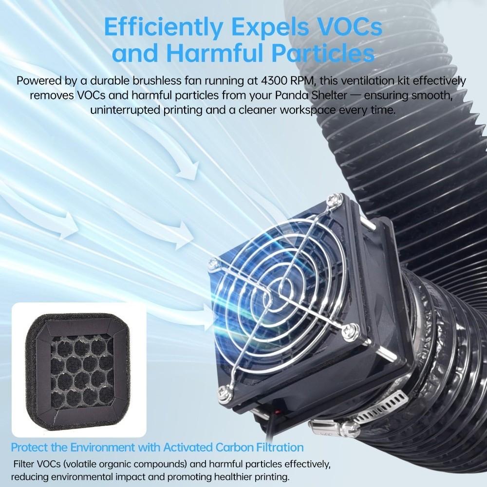Flexible Ducting Exhaust Fan Kit 4300 RPM Fan Fume Ventilation Kit For 3D Printer Enclosure