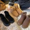 Мода 2024 года, осень и зима, новые женские замшевые сапоги с круглым носком, однотонные, дизайнерские, элегантные, женские, короткие, на низком каблуке, теплые, зимние сапоги