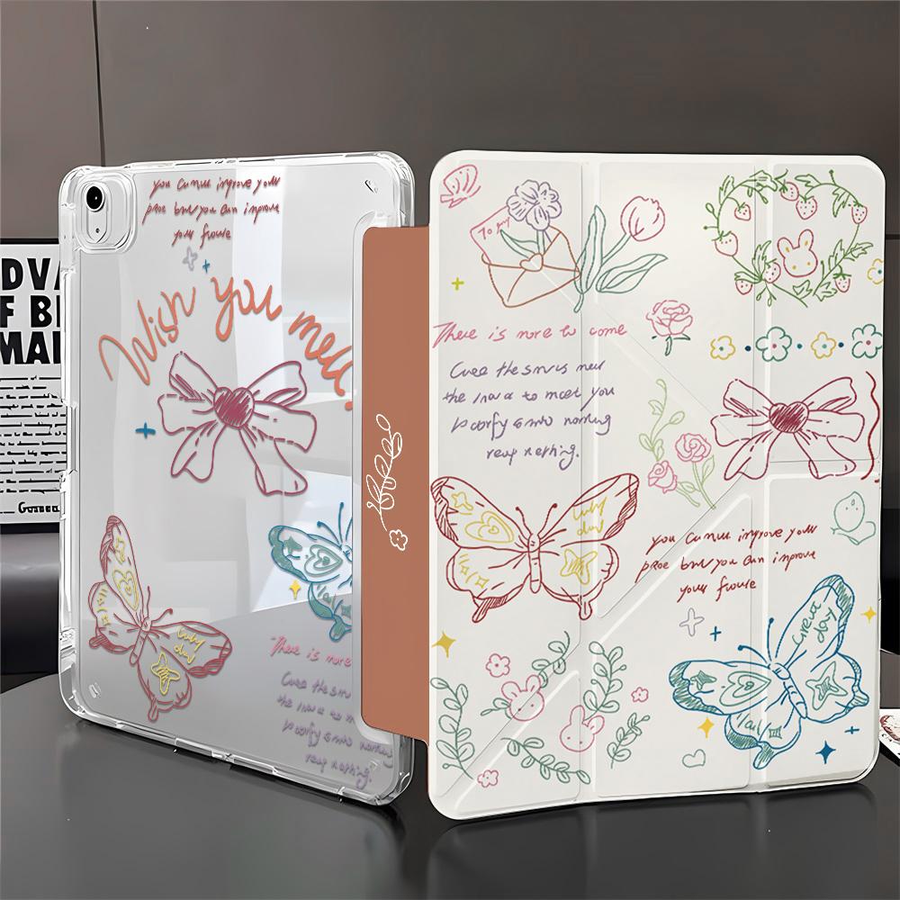 Чехол с цветочным принтом и мультяшным рисунком для iPad 11 10.9 дюймов 7-го 8-го 9-го поколения 10.2 Чехол для iPad A16 11-го Air 13 4 5 Pro 11 Чехол Y Fold