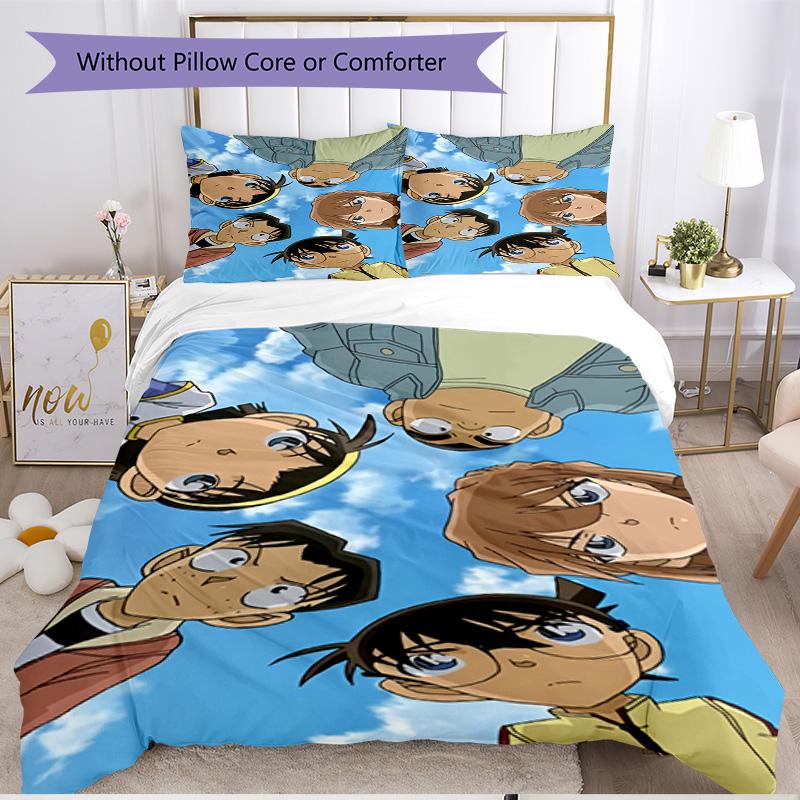 3pcs Duvet Cover Set (1*Duvet Cover + 2*Pillowcase, Without Core), Detective Conan Print Soft All‑Season Bedding Set, Home Bedroom Decor Gift