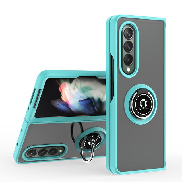 Fashion Comfortable Finger Ring Cover Case For Samsung Galaxy Z Fold3 Fold 3 5g Non -Slip Protective Fundas Cases