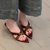 Fashion Summer Fashion French High Heels Slippers Outside Wear New Pointed Toe Shallow Mouth Open Toe Temperament Special Heel Sandals