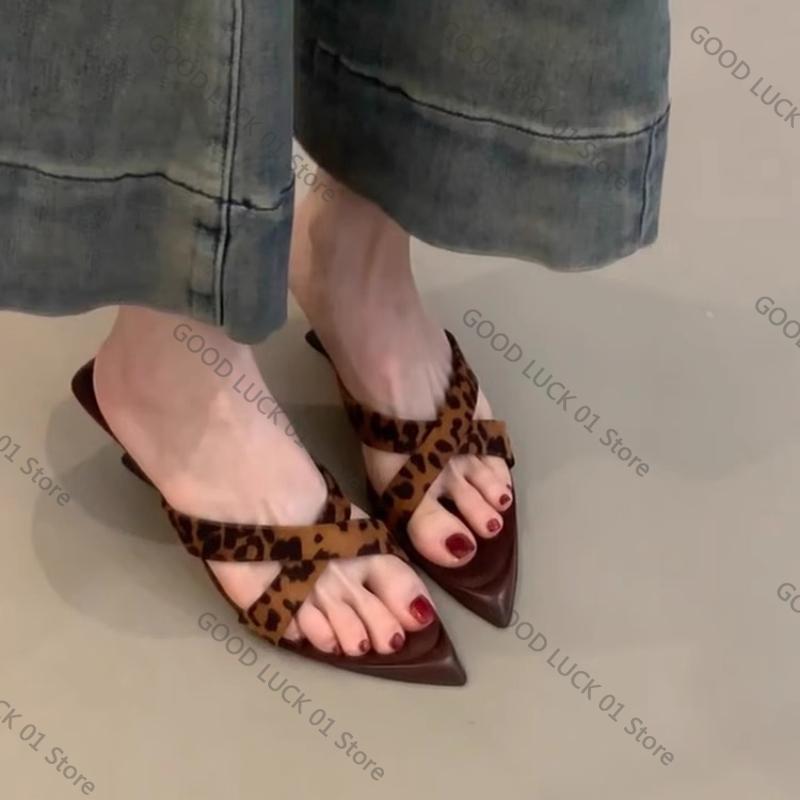 Fashion Summer Fashion French High Heels Slippers Outside Wear New Pointed Toe Shallow Mouth Open Toe Temperament Special Heel Sandals