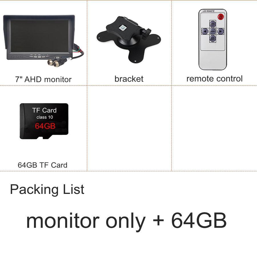 DIYKIT 7inch AHD IPS Rear View Car Monitor Support CVBS 720P 1080P AHD Camera Support Video Recording Diaplay Two Cameras Image