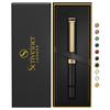 Scriveiner Silver Black Chrome Ballpoint EDC Luxury Gorgeous and Pocket 24K Gold Comfortable Writing Perfect Gift for Men and Includes Schmidt Refills