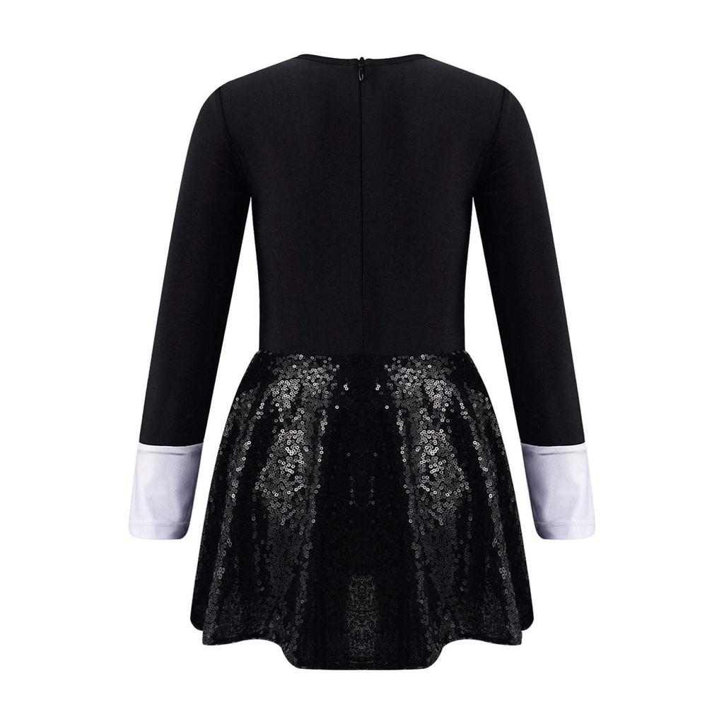 Kids Girls Halloween Cosplay Circus Ringmaster Dress Up Costume Sequins Jazz Dance Wear Leotard Dress